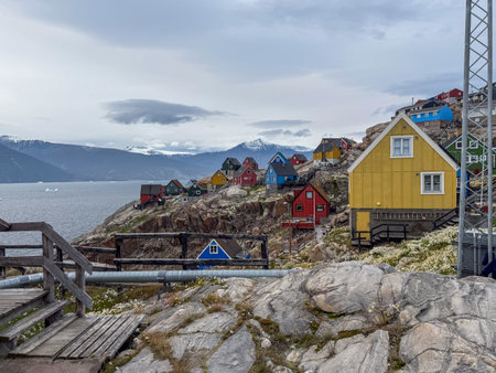 Uummannaq island with the magically colorful housesの写真素材