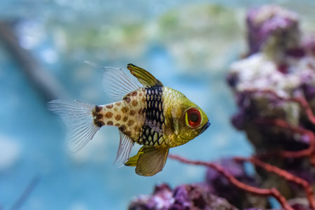 The pajama cardinalfish, Sphaeramia nematoptera, It grows to around 8.5 cmの写真素材