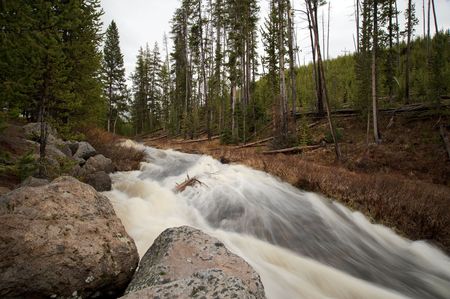 Wild flowing river inside Yellowstone