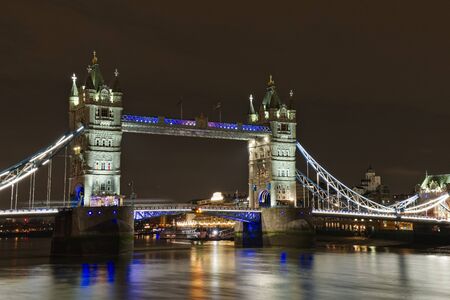 The Tower Bridge in London at night