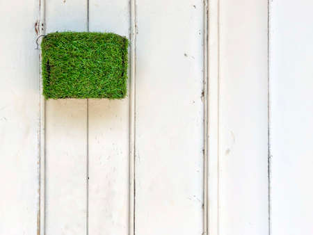 Green mailbox on white backgroundの写真素材