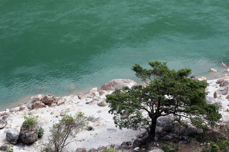 a cleaner ganges river at the state of uttarakhand near rishikeshの写真素材
