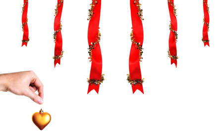 Christmas decoration over white backgroundの写真素材