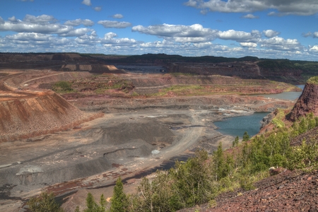 Hibbing, Minnesota has one of the largest open pit mines.の写真素材