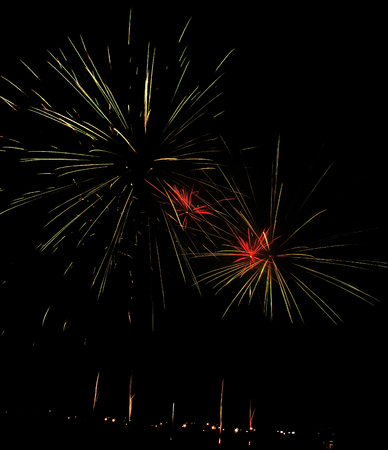 A huge Display of Fireworks at the Sioux Falls Fairgrounds during a Conventionの写真素材