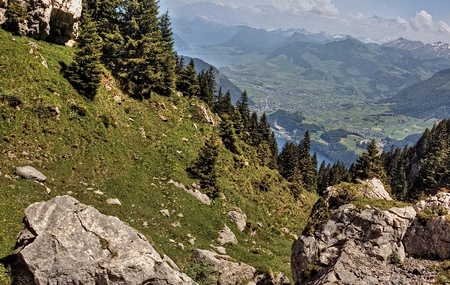 Mt. Pilatus is a popular Tourist Destination in the European Country of Switzerlandの写真素材
