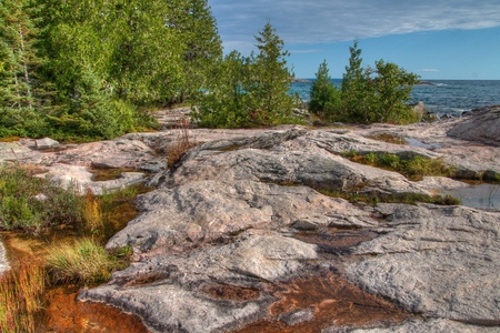 Lake Superior Provincial Park is on the Shore of the Lake in Northern Ontario, Canadaの写真素材