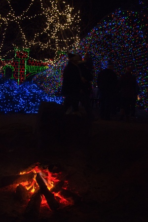 Christmas Lights in Duluth, Minnesota during the Winter Season on Lake Superior Shoresの写真素材