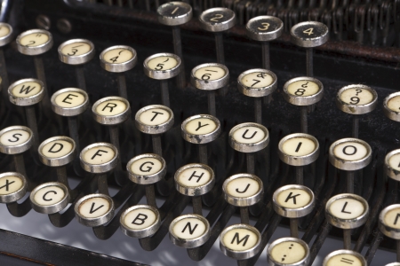 Detail of the keyboard of a typewriter old black