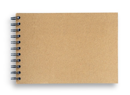 Blank sketch book, covered with brown paper, clipping path.の写真素材