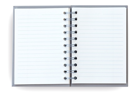 Open notebook on white background.の写真素材