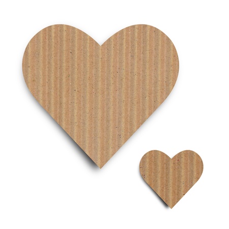 Heart backgrourd made from brown paper, with clipping path, love concept.の写真素材