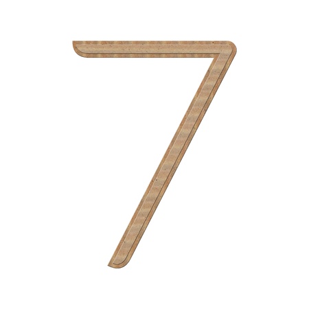 number 7 or zeven in brown recycle paper style, clipping path.