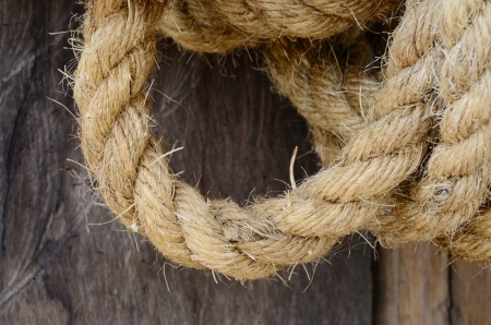 Rope on wooden wall.