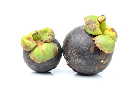 Mangosteen isolated on white.の写真素材