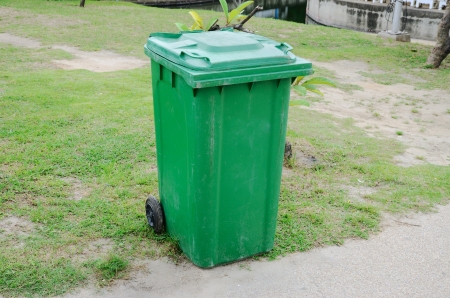 Green bin in the park.の写真素材