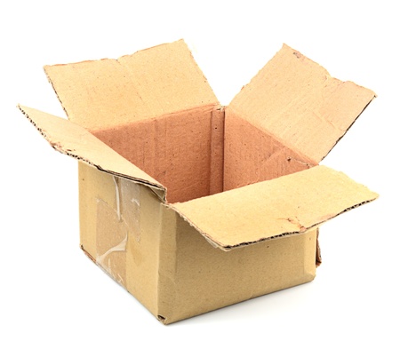 Used brown box isolated on white.の写真素材