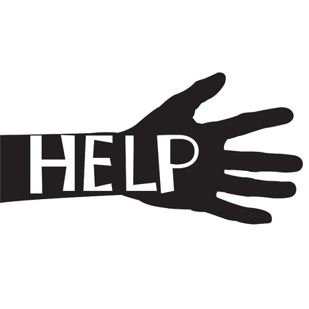 Silhouette of hand with help concept  Vector illustration のイラスト素材
