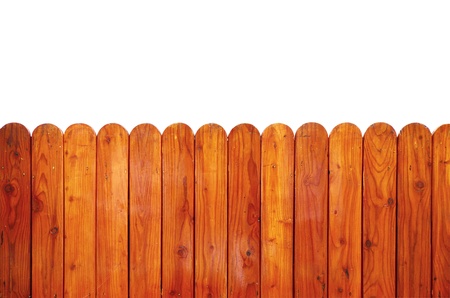 Grunge wooden fence isolated on white, clipping pathの写真素材