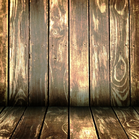 Vintage wood wall and floor backgroundの写真素材