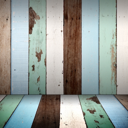 Vintage wood wall and floor panels backgroundの写真素材
