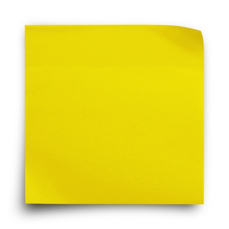 Yellow sticker paper note on white backgroundの写真素材