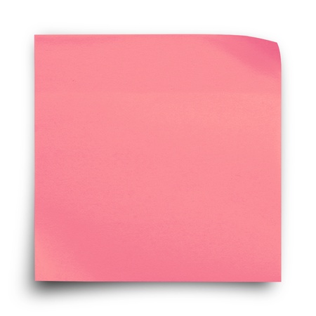 Pink sticker paper note on white backgroundの写真素材