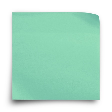 Green sticker paper note on white backgroundの写真素材