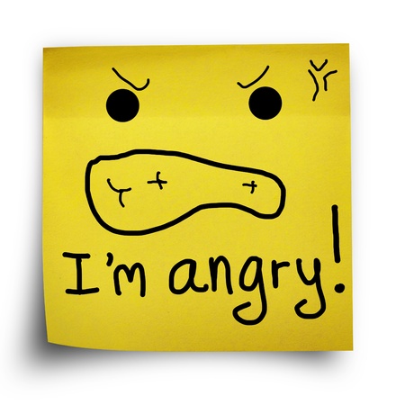 I am angry note on yellow sticker paper note isolatedの写真素材