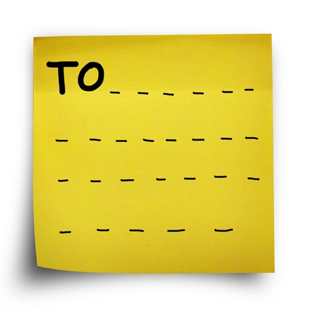 Blank space for taking note on yellow sticker paper note isolatedの写真素材