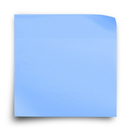 Blue sticker paper note on white backgroundの写真素材