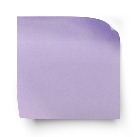 Purple sticker paper note isolated on white with clipping  pathの写真素材