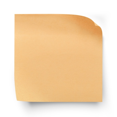 Orange sticker paper note isolated on white with clipping  pathの写真素材