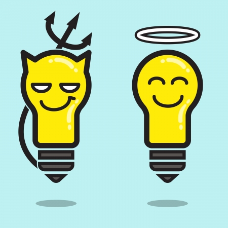 angel and devil idea representing to good and bad のイラスト素材