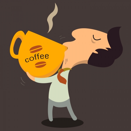 Businessman with big cup of hot coffeeのイラスト素材