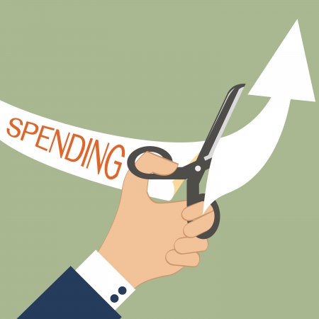 Cut spending with scissorのイラスト素材