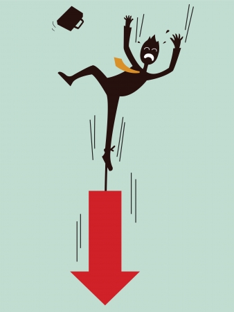 businessman being pulling down by arrowのイラスト素材