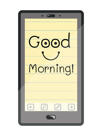 Good morning message on screen of smart phoneのイラスト素材