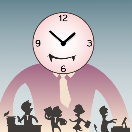 Business men and woman working under influence of Time  Abstract background  のイラスト素材