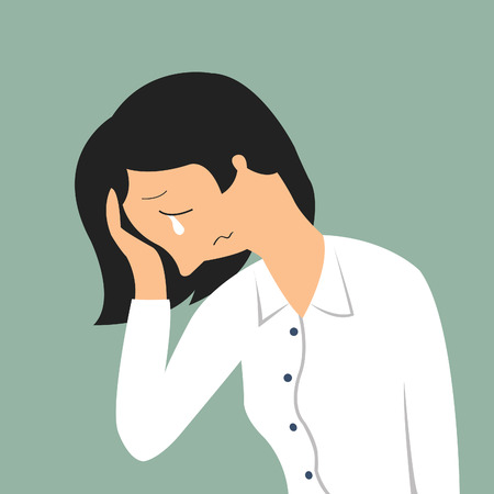 Portrait of crying businesswoman in sad feeling and emotional conceptのイラスト素材
