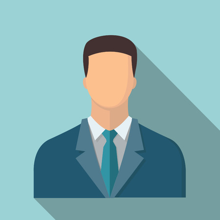 Vector icon of businessman with suit, in trendy flat design and long shadow  のイラスト素材