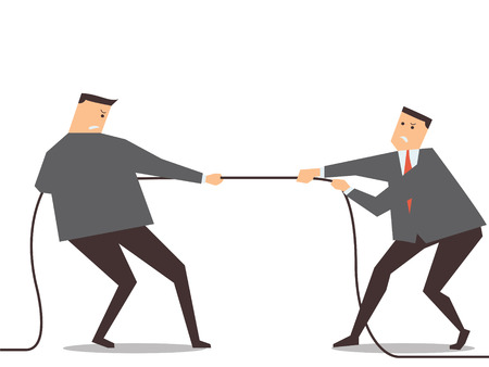 Businessman pulling rope, tuge of war,  in business competitive concept. のイラスト素材