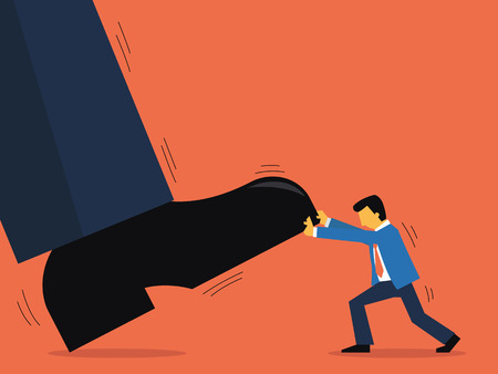 Businessman try to pull up giant manのイラスト素材