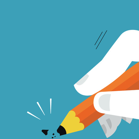 Tip of pencil being broken, abstract illustration presenting to unexpected error or mistake.のイラスト素材