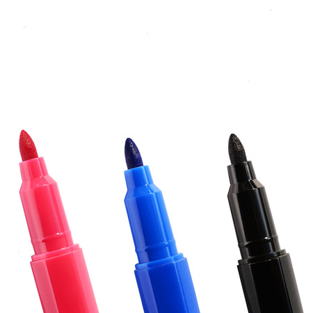 Set of pen marker red, blue, black, isolated on white.の写真素材