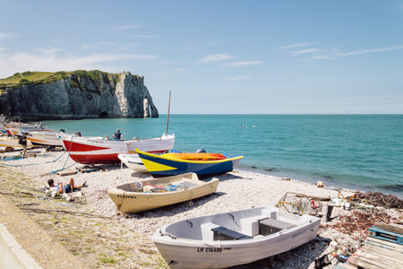 Cliffs of Etretat in Normandy, Franceのeditorial素材