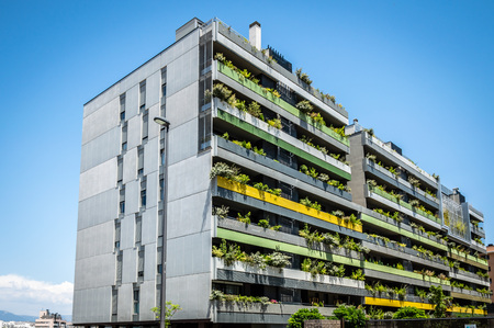 Modern housing building. Low angle viewの写真素材