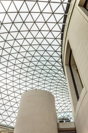 LONDON, UK - AUGUST 20, 2015:  British Museum main court ceiling. The British Museum in London is dedicated to human history and culture.のeditorial素材