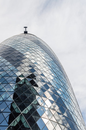 LONDON, UK - AUGUST 21, 2015:  Detail of Gherkin Tower designer by the architect Norman Foster. ItÂ´s the headquarters of an insurance companyのeditorial素材