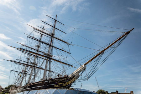 LONDON, UK - AUGUST 22, 2015: Greenwich, London, Cutty Sark is a British clipper ship. She was one of the last tea clippers to be built and one of the fastest.のeditorial素材